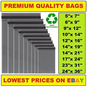 GREY Postal Post Packaging Bags Plastic Parcel Mailing Packing Postage Self Seal - Picture 1 of 5