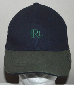 RALPH LAUREN IRELAND HAT CAP STRAPBACK Navy Green Stitched Monogram VGC - Picture 1 of 8