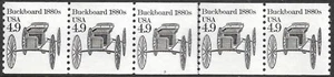 US Stamp#2124 4.9c. Buck Board Coil Strip of 5 Plate # 3 MNH XF - Picture 1 of 1