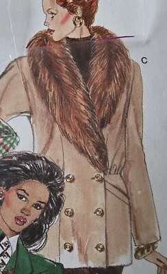 1980s Double Breasted Blouson Coat Fur Collar Jacket Burda 4119 Sewing Pattern - Image 1 of 3