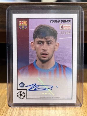 2021-22 Topps Merlin Heritage 97 Yusuf Demir Rookie Auto Purple /25 FC Barcelona - Image 1 of 2