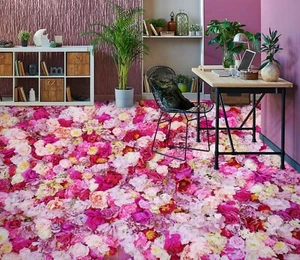 3D Pink Flower 33RAIN60 Floor WallPaper Murals Wall Print Decal AJ Honey - Picture 1 of 6