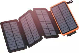 Solar Charger 25000Mah, Outdoor USB C Portable Power Bank with 4 Solar Panels, 3 - Picture 1 of 12