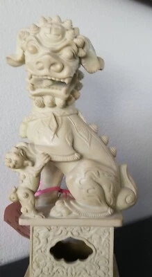 Antigua estatua de perro Foo chino de piedra verde tallada a mano de colección C. Buggari CA116 Foto 1 de 4