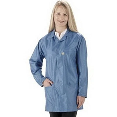 Tech Wear ESD-Safe Econoshield Coat ECX-500 Material Royal Blue LARGE 33" Long - Image 1 of 3