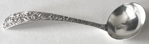 Antique Kirk & Sons REPOUSSE Sterling Silver 7" GRAVY LADLE Cover
