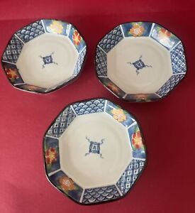 Japanese X3 Ceramic Kutani Imari Dishes. Very Good Condition. 4" Size