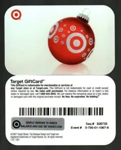 TARGET Red Christmas Tree Ornament ( 2007 ) Gift Card ( $0 ) V1 - Picture 1 of 1