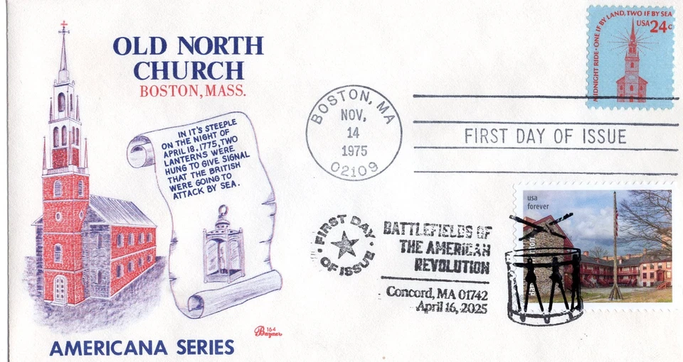 2025 AM. REV. BATTLEFIELDS BATTLE OF TRENTON HQ FDC ON 1975 ONC FDC BAZAAR CACH. - Image 1 of 1