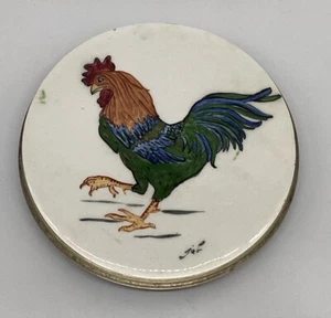 Remache de cerámica Wheeling pintado a mano, firmado. Pollo gallo años 1900 6"" - Imagen 1 de 9