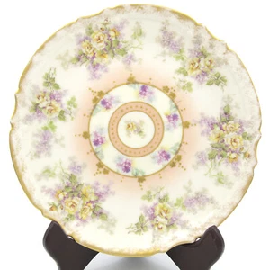 B&H Limoges Blakeman & Henderson c1890 Porcelain Cake Serving Plate Roses Gold - Picture 1 of 6