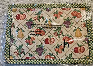Juego de 4 manteles de tapiz de frutas abundantes de colección hechos en la India 18" x 12,5 - Imagen 1 de 4