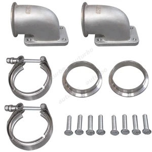 2.5" Vband Clamp Kit 90 Degree Cast Elbow Adapter Flange 1 Pair For T3 Turbo - Foto 1 di 1