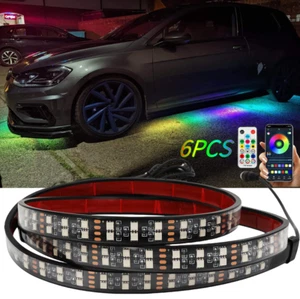 6X Underglow Kit Double Row RGB LED Strip Lights APP Remote For Volkswagen Golf - Picture 1 of 17