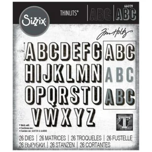Sizzix Thinlits Dies By Tim Holtz - 26/Pkg - Alphanumeric, Shadow Upper - Picture 1 of 3