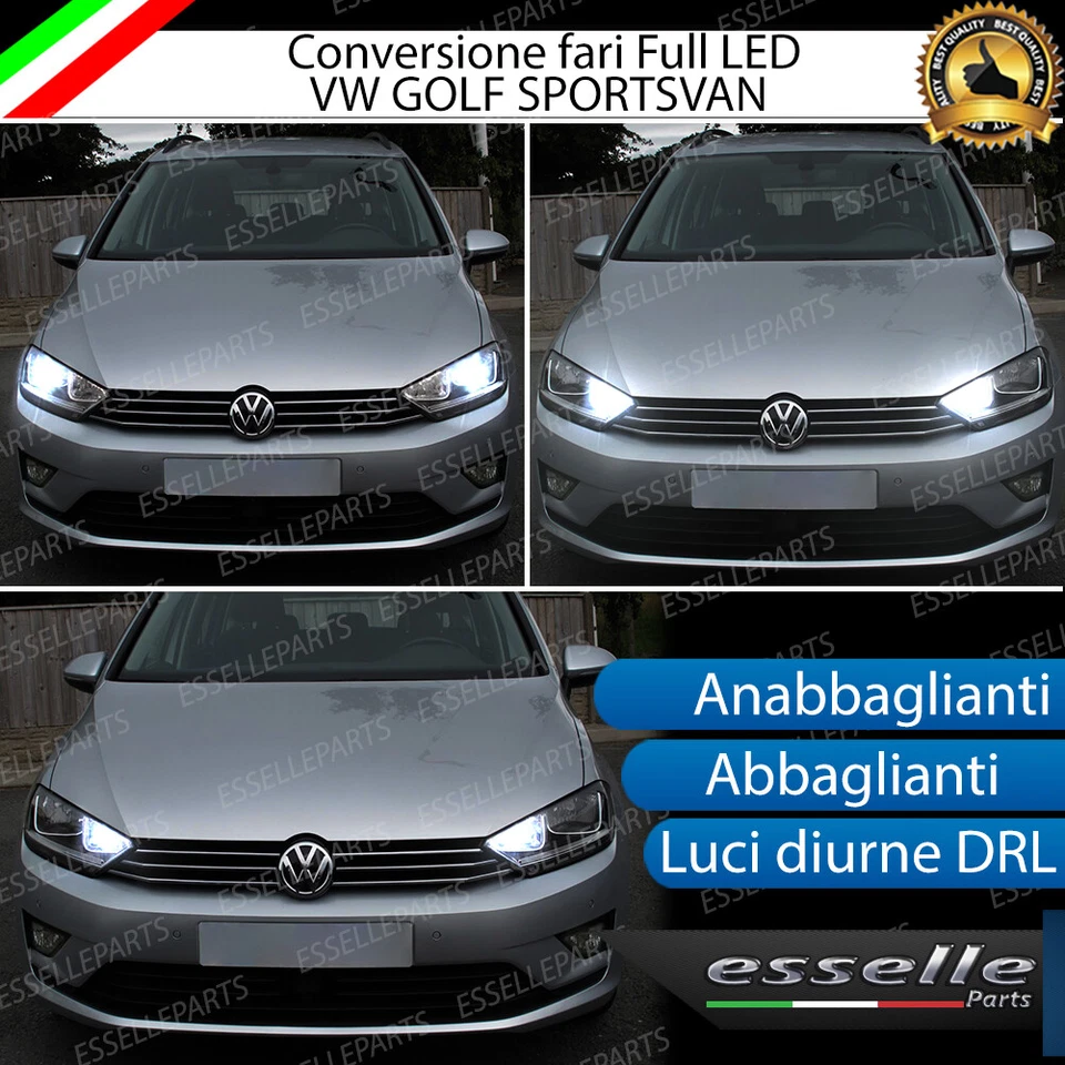 CONVERSIONE FARI FULL LED VW GOLF SPORTSVAN CANBUS ANABBAGLIANTI ABBAGLIANTI DRL - Immagine 1 di 4