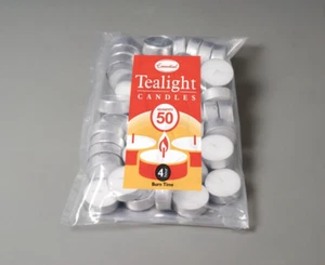 100x White Tealight Candles 4hr Burn Time Household Unscented Wax Round - Picture 1 of 2