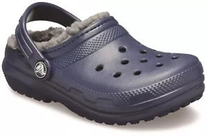 Crocs Infant Childrens Sandals Clog Toddler Classic Faux Fur Lined navy UK Size - Picture 1 of 4