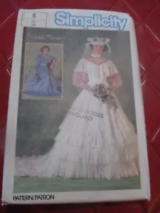 ABITO DA SPOSA vintage stile ANTEBELLUM cucito MOTIVO semplicità #6765 - anni 80 - Foto 1 di 2
