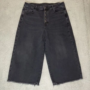 American Eagle Jeans Damen 16 Super Stretch Wide Leg Cropped Schwarz Button Fly - Bild 1 von 11