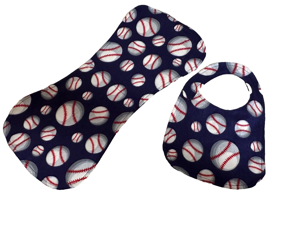 Juego de babero y tela eructa babero bebé franela algodón hecho a mano Foto 1 de 1