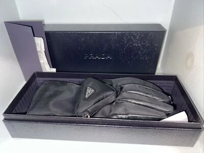 Prada Nylon Leather Gloves - Image 1 of 4