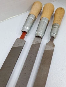 Lote de 3 Mangos de Madera Vintage Nicholson File Flat Bastard Smooth Simonds Nucut 80 - Imagen 1 de 24