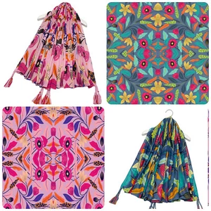 Damen Mohnmuster Quadrat Quaste Schal Frauen Symmetrisch Schal Halstuch Schals 7987 - Bild 1 von 7