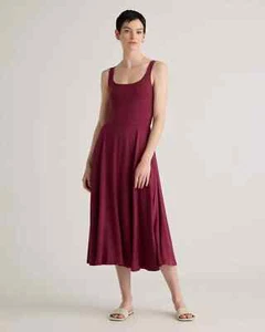 Quince Tencel Jersey Fit & Flare Midi Dress, Wine/Burgandy M (NWT) - Picture 1 of 5