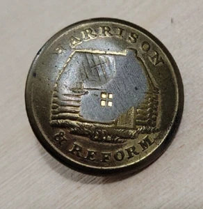 1840 WILLIAM HENRY HARRISON CAMPAIGN BUTTON   "Harrison & Reform"   (PC138b) - Picture 1 of 10