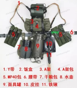 Replica MP40 Canvas Tactical Equipment 11pcs Set 98K Straps Flasche Gasmaske Dose - Bild 1 von 3