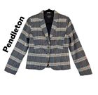 Pendelton Womens All Cotton Short Jacket Blazer Sz-6P Blue, Ivory, Brown. Lined