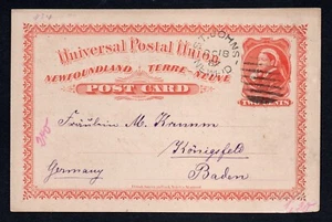 1887 NFLD postal card from Hoffenthal (Hopedale) Labrador posted in St. Johns - Bild 1 von 2