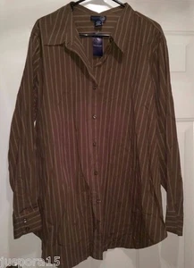 Venezia Womens Shirt Top Blouse Size 22/24 22W/24W Brown Red Striped NEW - Picture 1 of 3