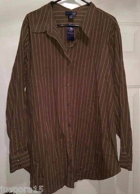 Blusa Venezia Feminina Tamanho 22/24 22W/24W Marrom Listrada Vermelha NOVA - Imagem 1 de 3