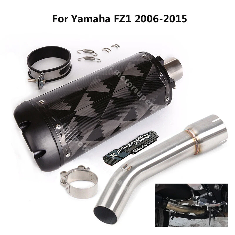 Silenciador de carbono para Yamaha FZ1 2006-15 Fazer tubo de escape enlace medio sistema deslizable Foto 1 de 4