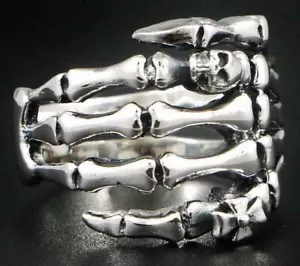 14g SKELETT SCHÄDEL HAND MIT RINGEN BIKER ROCKER 925 STERLINGSILBER HERRENRING - Bild 1 von 12