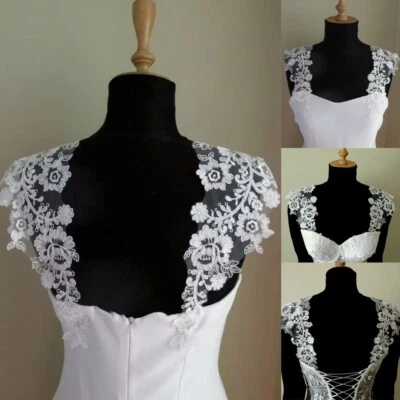 Correas de boda blancas desmontables correas de hombro nupciales mangas de gorra Foto 1 de 4