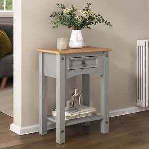 Corona Grey Console Table 1 Drawer - Waxed Mexican Solid Pine - Picture 1 of 10