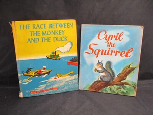 2 Vintage Children Books Cyril the Squirrel Race Between Monkey & Duck 1940's - Picture 1 of 8