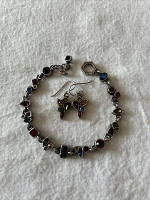 Vintage Signed Patricia Locke Silver Multi-Color Swarovski Crystal Set - Image 1 of 3