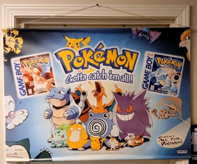 Banderín de cartel de tienda de distribuidor estilo vintage Pokemon Game Link años 90 - Imagen 1 de 4