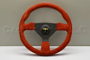Personal Grinta Steering Wheel 330mm Red Suede Yellow Stitching Black Spokes - Bild 1 von 4