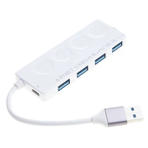 Powered USB Hub 3.0, 4-Port USB Data Hub Splitter with One for Charging Po - Picture 1 of 15