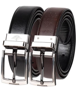 Dockers Men's Small 30 32 Two-in-One Reversible Leather Belt Silver Buckle NWT - Picture 1 of 8