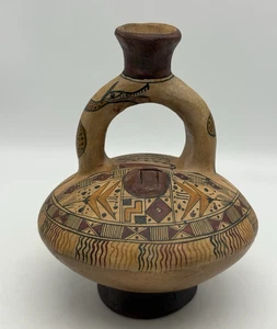 Vintage Mexican Vessel Serpent Snake Handle Red Terracota Southwest Decor - Picture 1 of 9