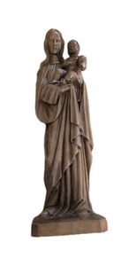 15.5" WOOD CARVED OUR LADY VIRGIN MARY JESUS STATUE FIGURE SCULPTURE World - Picture 1 of 5