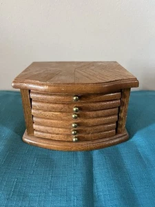 Juego de 6 posavasos de madera y corcho de colección con detalles de latón Boho Barware - Imagen 1 de 10