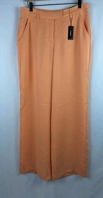 NEW EXPRESS EDITOR $88 RELAXEDTROUSER MID RISE PANTS WIDE LEG SZ-8L/LIGHT PEACH  - Image 1 of 4