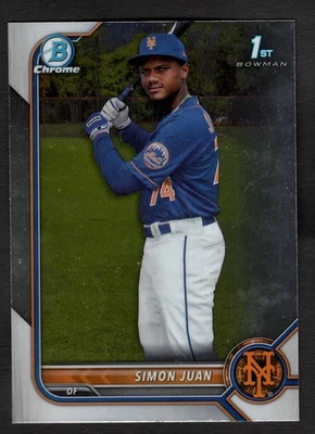 2022 Simon Juan Bowman Chrome Baseball 1st Rookie RC Mets BCP-170 - Image 1 of 2